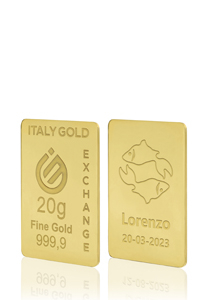 Lingotto Oro 24Kt da 20 gr. segno zodiacale Pesci  - Idea Regalo Segni Zodiacali - IGE Gold